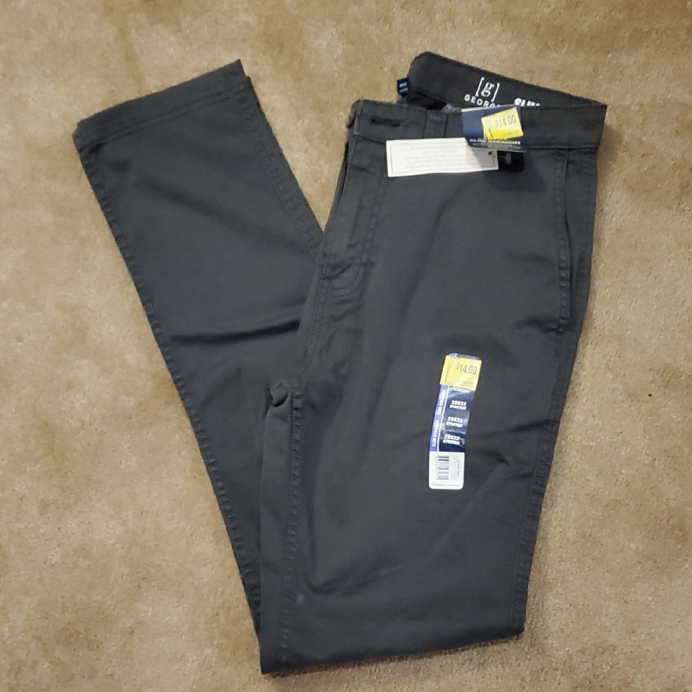 George Black Chinos Classic Straight Leg Men's 29x32 Slim Straight, Navy